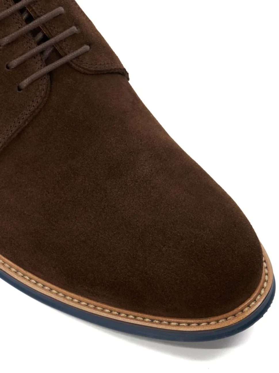 Dune London Brown Chrome Wide Fit Stanleyy Soft Leather Gibson Shoes