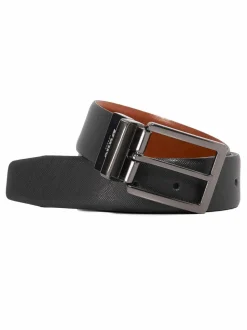 Dune London Brown Opra Reversible Leather Belt