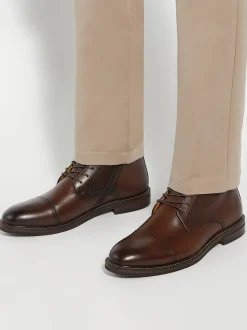 Dune London Brown Standard Fit Matias Toecap Detail Ankle Boots