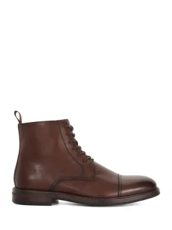 Dune London Brown Standard Fit Matias Toecap Detail Ankle Boots