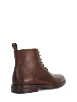 Dune London Brown Standard Fit Matias Toecap Detail Ankle Boots