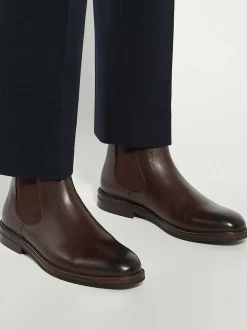 Dune London Brown Standard Fit Maisen Stitch Rand Chelsea Boots