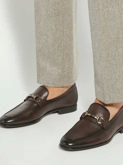 Dune London Brown Wide Fit Seymore Flex Sole Trim Loafers