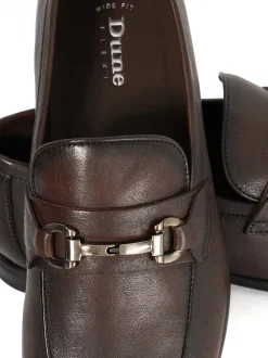 Dune London Brown Wide Fit Seymore Flex Sole Trim Loafers