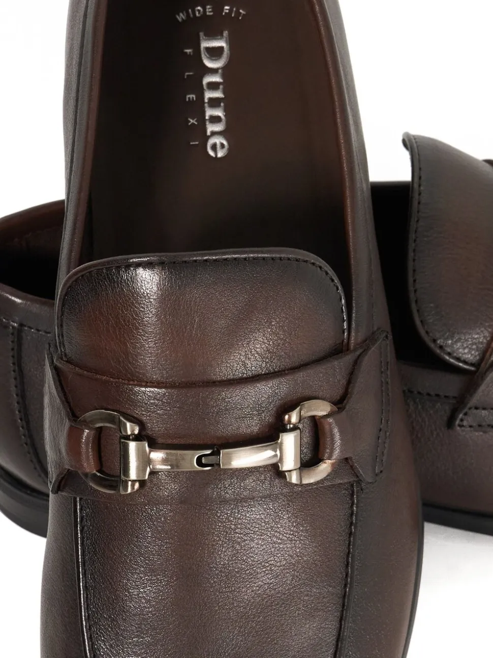 Dune London Brown Wide Fit Seymore Flex Sole Trim Loafers