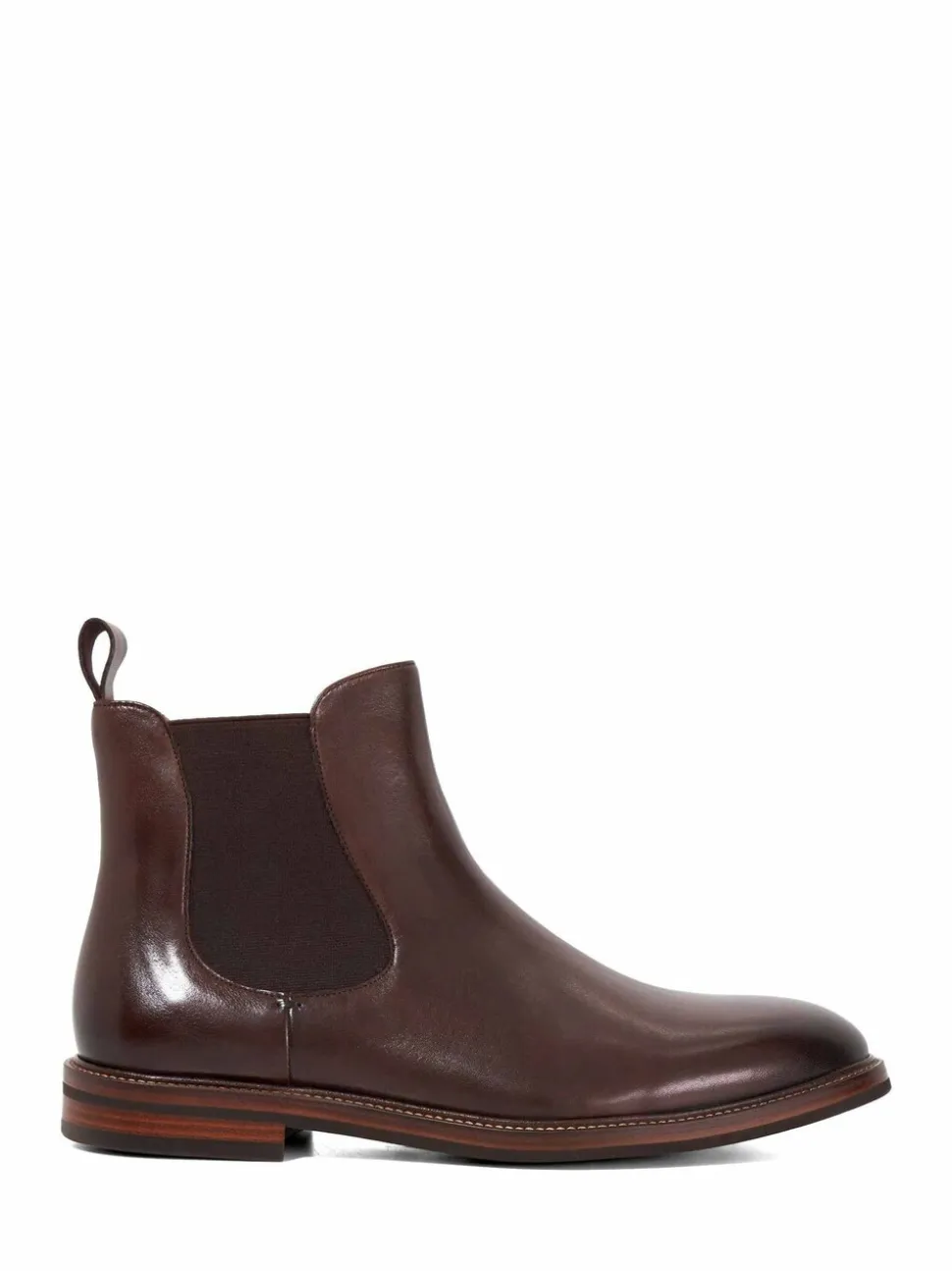 Dune London Brown Wide Fit Maisen Stitch Rand Chelsea Boots