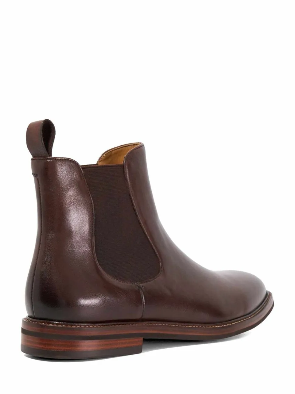 Dune London Brown Wide Fit Maisen Stitch Rand Chelsea Boots