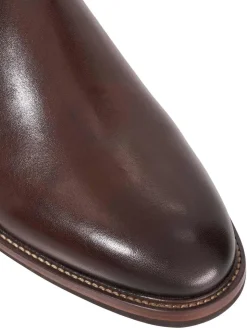 Dune London Brown Wide Fit Maisen Stitch Rand Chelsea Boots