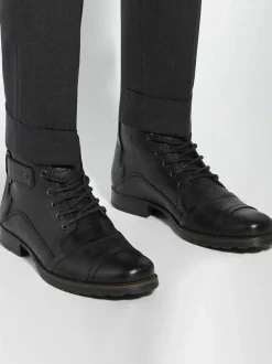 Dune London Charcoal Black Standard Fit Heavy Duty Leather Simon Ankle Boots