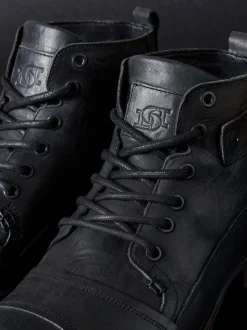 Dune London Charcoal Black Standard Fit Heavy Duty Leather Simon Ankle Boots