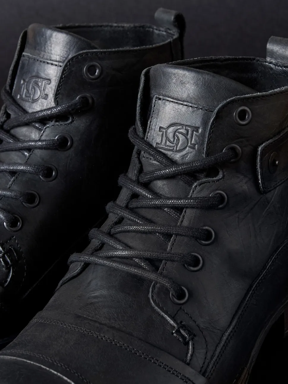 Dune London Charcoal Black Standard Fit Heavy Duty Leather Simon Ankle Boots