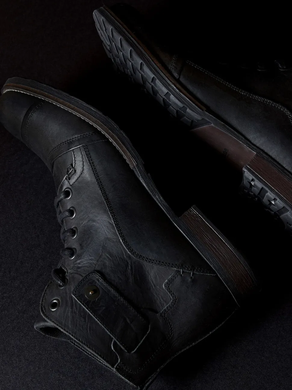 Dune London Charcoal Black Standard Fit Heavy Duty Leather Simon Ankle Boots
