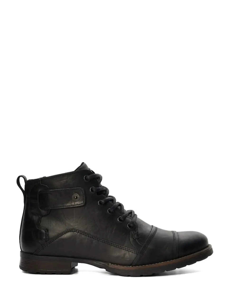 Dune London Charcoal Black Standard Fit Heavy Duty Leather Simon Ankle Boots