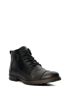 Dune London Charcoal Black Standard Fit Heavy Duty Leather Simon Ankle Boots