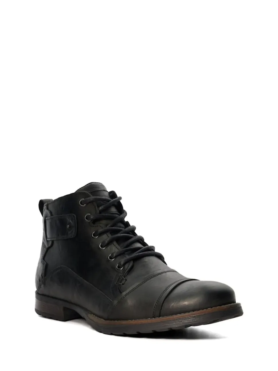 Dune London Charcoal Black Standard Fit Heavy Duty Leather Simon Ankle Boots