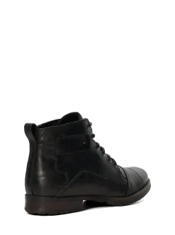 Dune London Charcoal Black Standard Fit Heavy Duty Leather Simon Ankle Boots