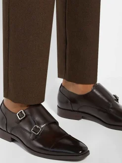 Dune London Chocolate Brown Standard Fit Satchin Flex Sole Toecap Monk Shoes