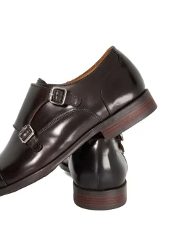 Dune London Chocolate Brown Standard Fit Satchin Flex Sole Toecap Monk Shoes