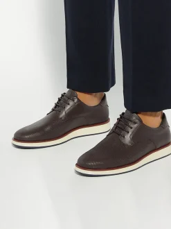 Dune London Dark Brown Bow Perf Wedges Gibson