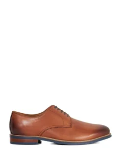 Dune London Dark Brown Wide Fit Stanleyy Soft Leather Gibson Shoes