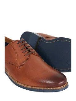Dune London Dark Brown Wide Fit Stanleyy Soft Leather Gibson Shoes