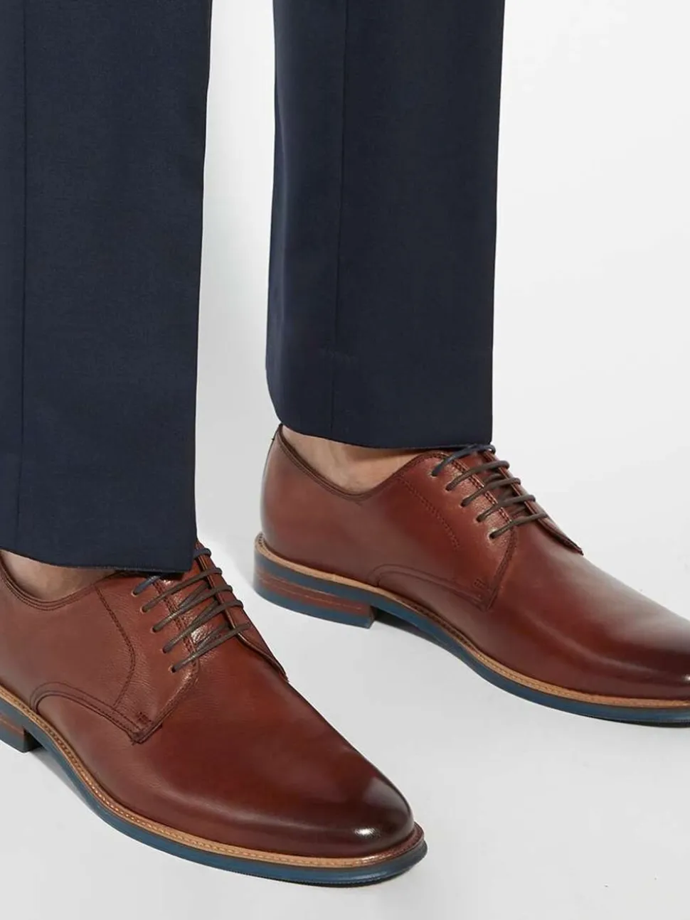Dune London Dark Brown Wide Fit Stanleyy Soft Leather Gibson Shoes