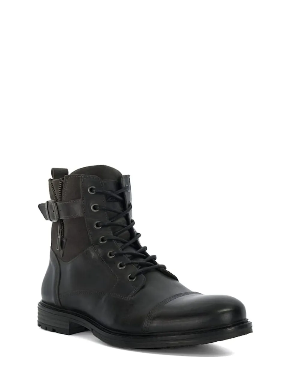 Dune London Grey Call Casual Buckle Detail Ankle Boots