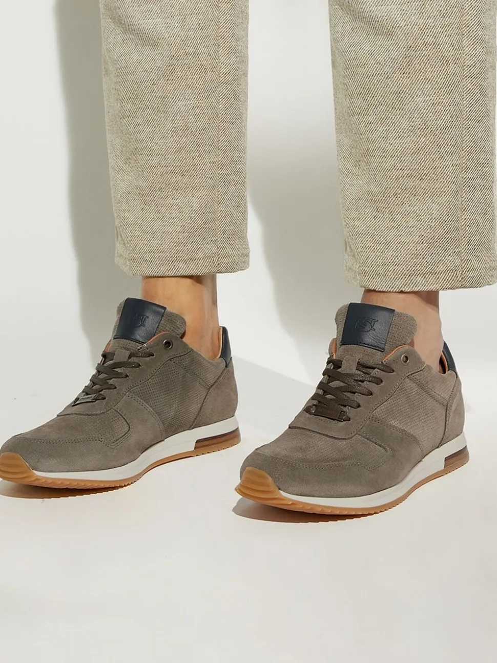 Dune London Grey Standard Fit Trilogy Perforated Runner Trainers