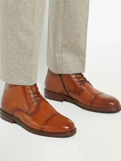 Dune London Light Brown Standard Fit Matias Toecap Detail Ankle Boots
