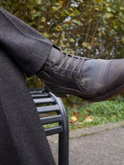 Dune London Light Brown Standard Fit Heavy Duty Leather Simon Ankle Boots