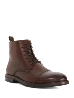 Dune London Light Brown Wide Fit Matias Toecap Detail Ankle Boots