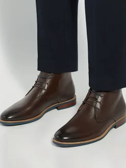Dune London Red Wide Fit Millers Comfort Sole Chukka Boots