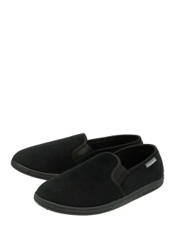 Dunlop Black Mens Twin Gusset Full Slippers