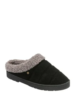 Dunlop Black Suede Mule Slippers