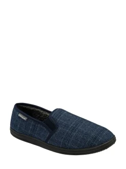 Dunlop Blue Mens Twin Gusset Full Slippers
