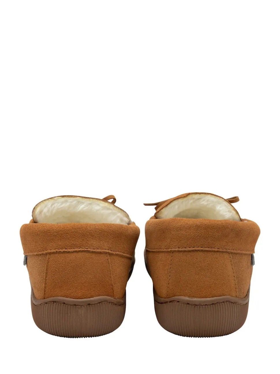 Dunlop Brown Mens Faux Fur Lined Leather Moccasin Slippers