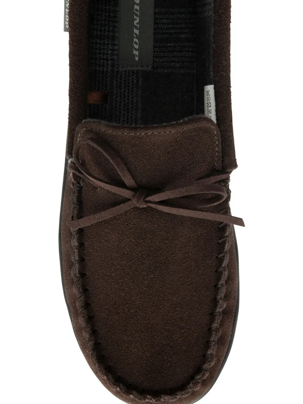 Dunlop Brown Suede Lace-Up Moccasin Full Slippers
