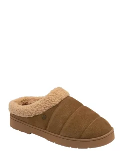 Dunlop Brown Suede Mule Slippers