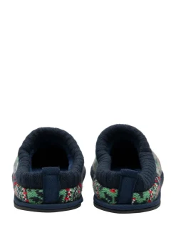 Dunlop Green Mens Fairisle Pattern Warm Lined Slipper Mules