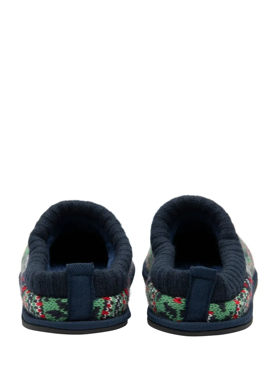 Dunlop Green Mens Fairisle Pattern Warm Lined Slipper Mules