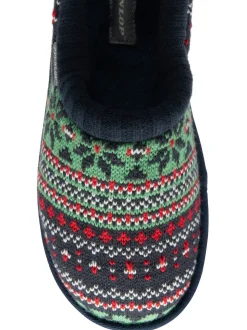 Dunlop Green Mens Fairisle Pattern Warm Lined Slipper Mules