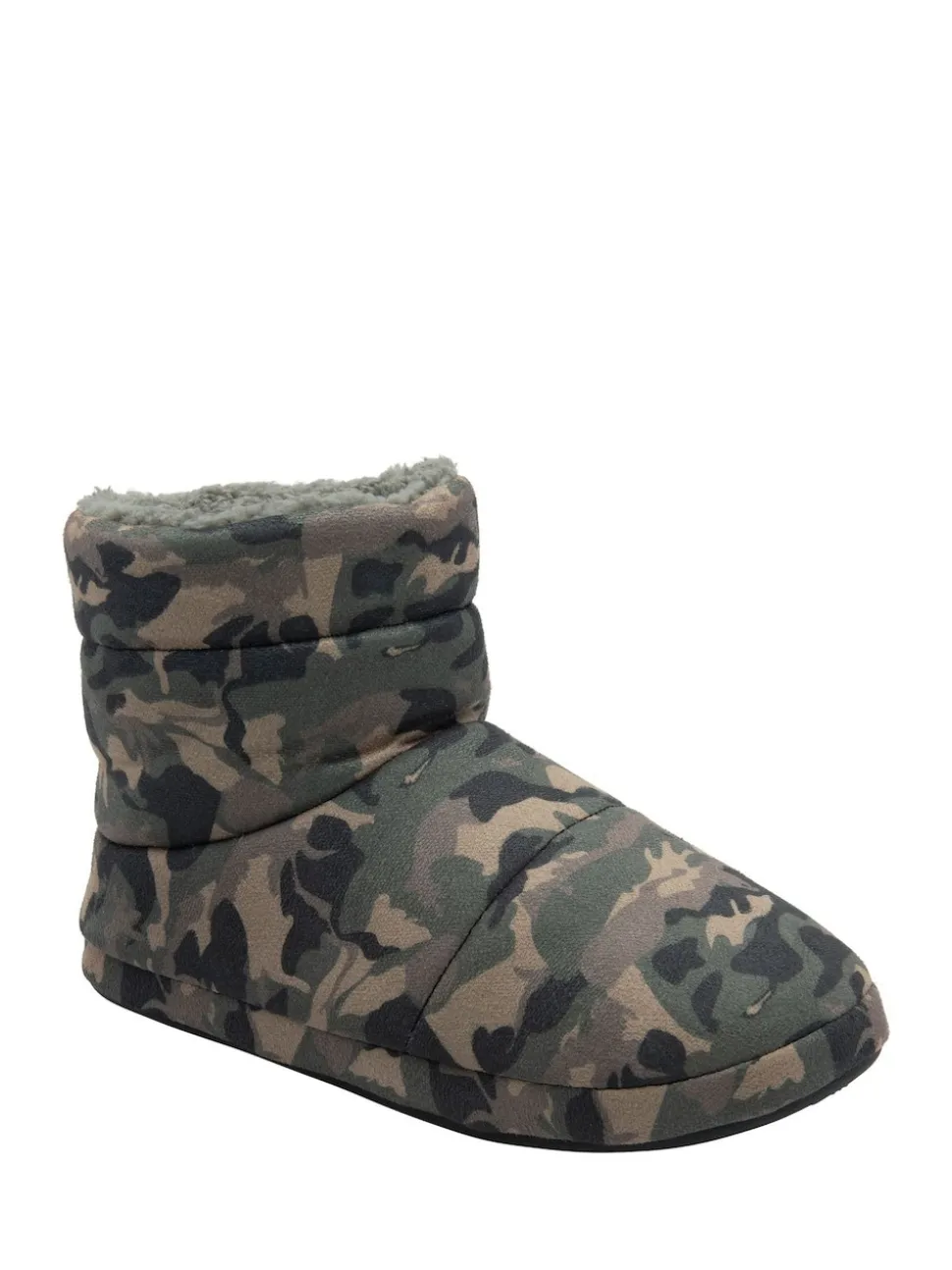 Dunlop Green Mens Faux Fur Lined Boot Slippers