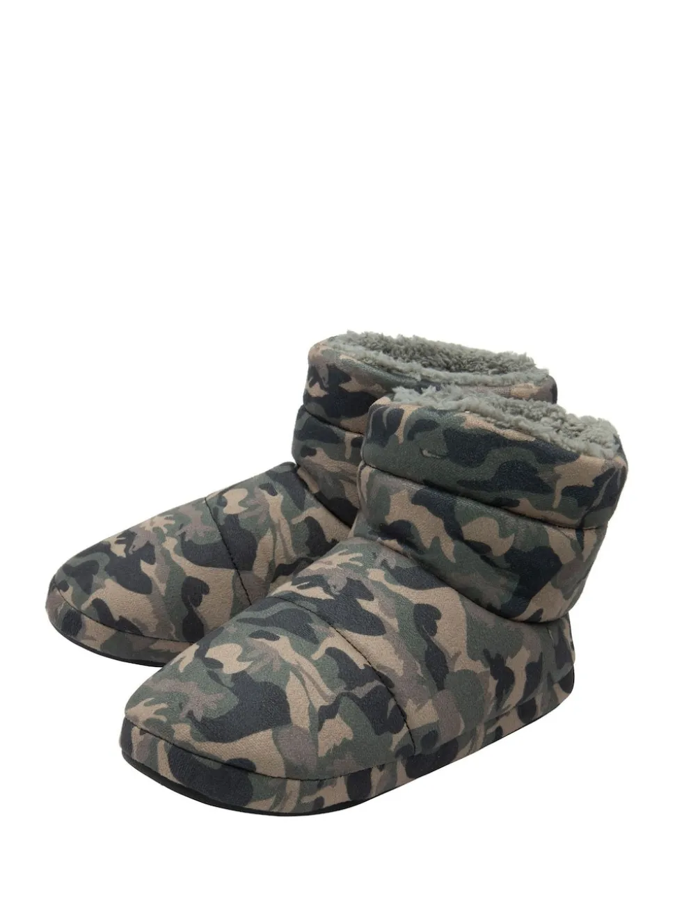 Dunlop Green Mens Faux Fur Lined Boot Slippers