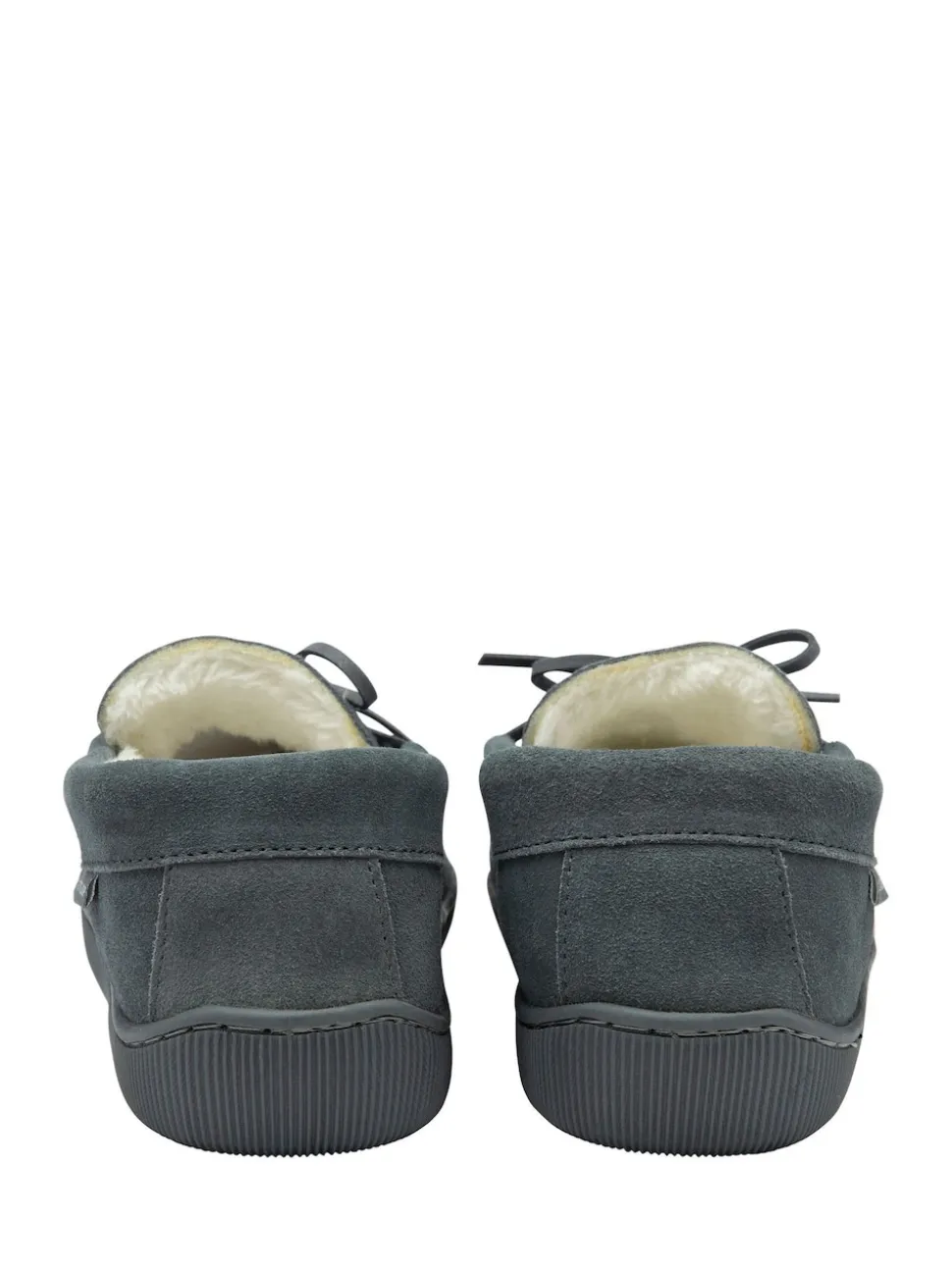 Dunlop Grey Mens Faux Fur Lined Leather Moccasin Slippers
