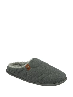 Dunlop Grey Mens Quilted Mule Slippers