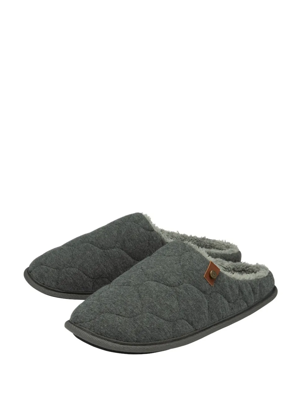 Dunlop Grey Mens Quilted Mule Slippers