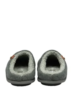 Dunlop Grey Mens Quilted Mule Slippers