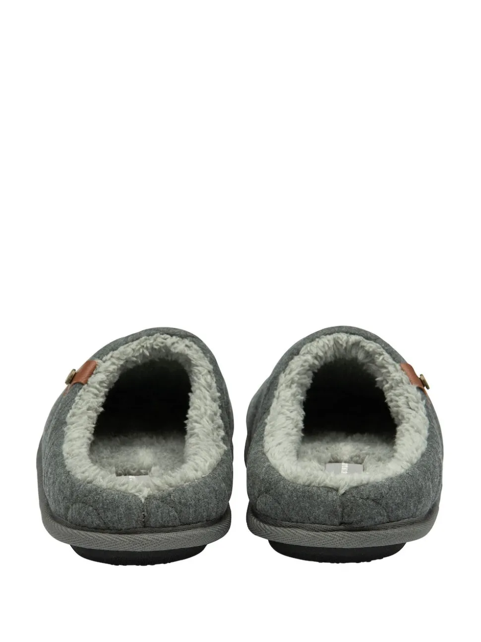 Dunlop Grey Mens Quilted Mule Slippers