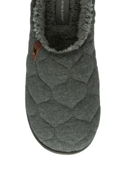Dunlop Grey Mens Quilted Mule Slippers