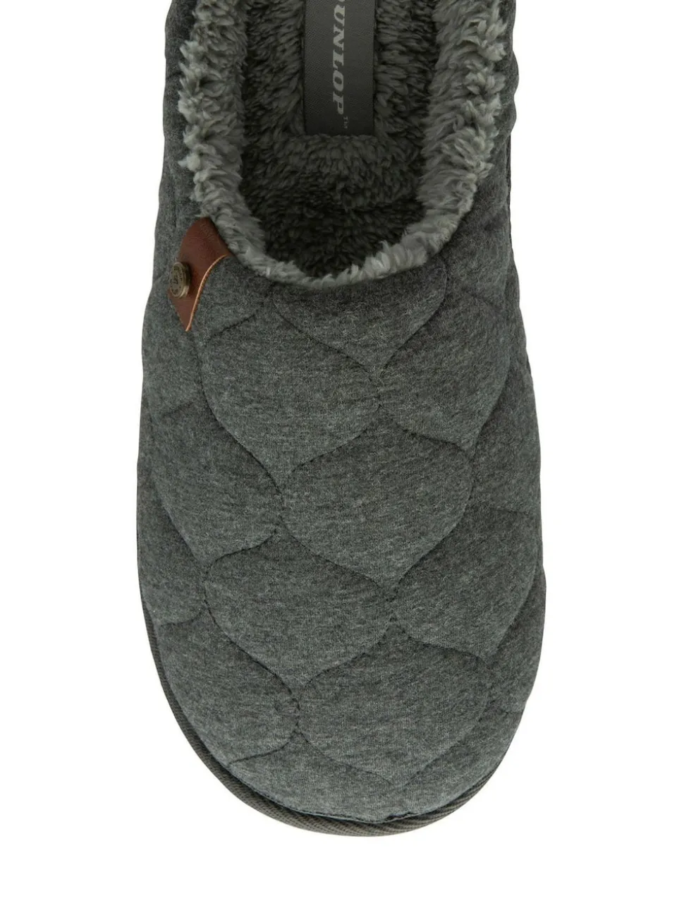 Dunlop Grey Mens Quilted Mule Slippers